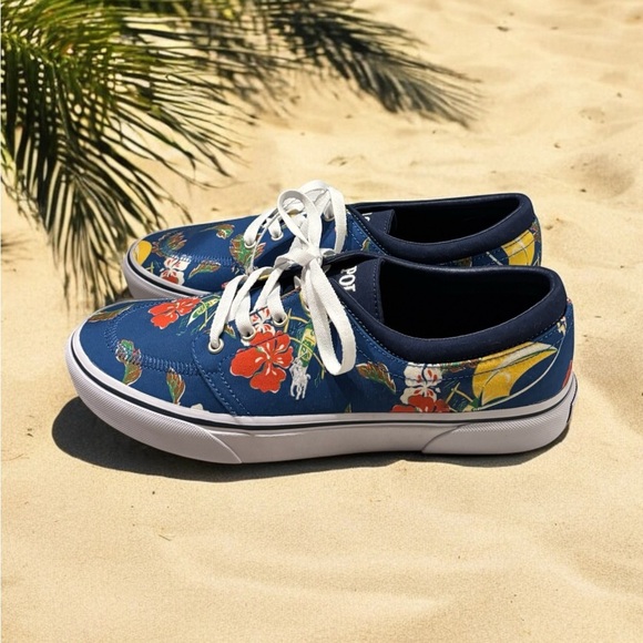 Polo by Ralph Lauren Faxon X Blue Floral Sneakers. Men’s Size 10.5 NWOB. - Picture 6 of 11